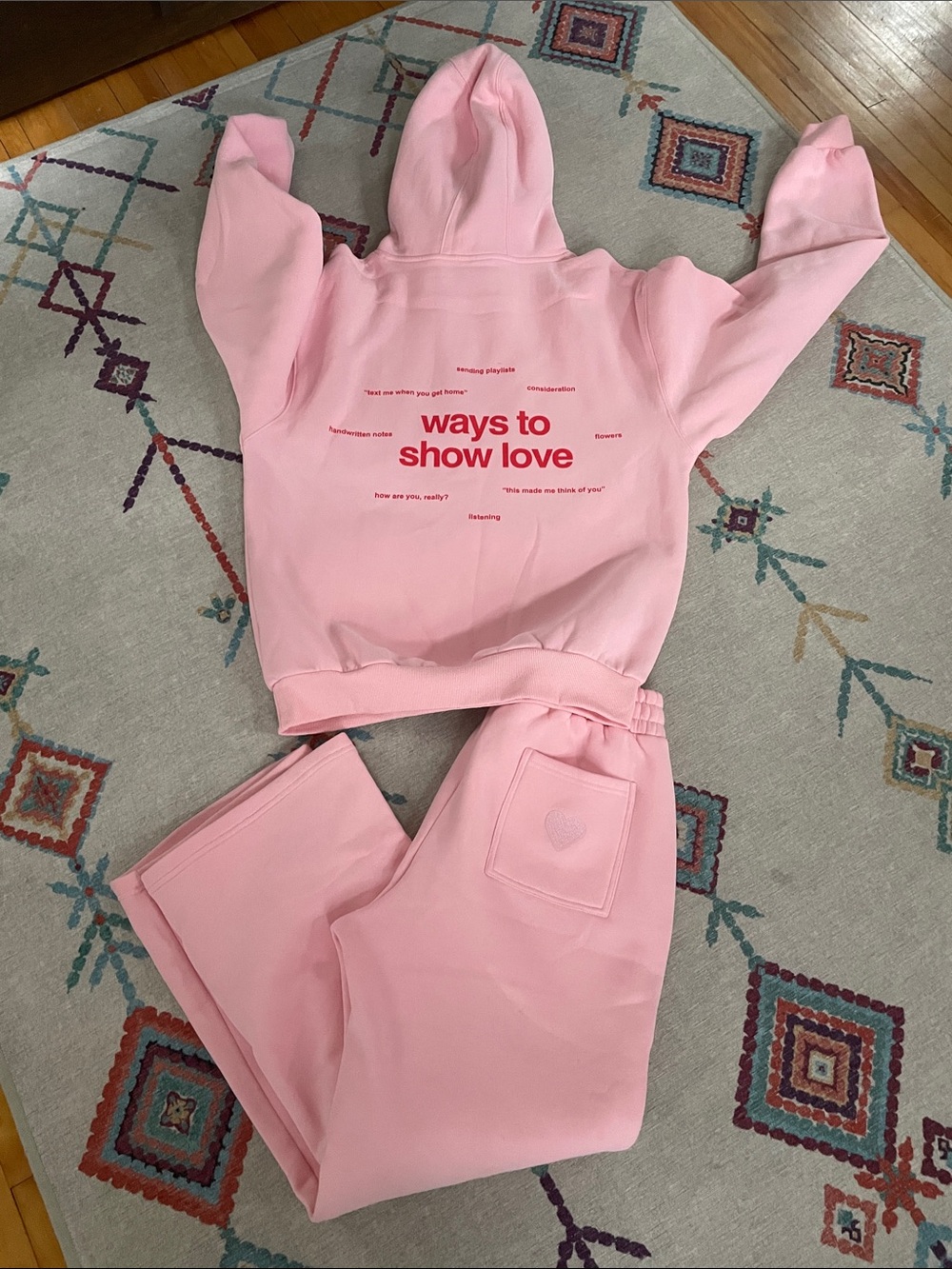 Women’s Comfrt Pink Love Sweatshirt And Pants Set - Picture 4 of 5